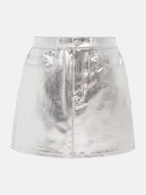 Frame Denim Metallic Silver Mini Skirt
